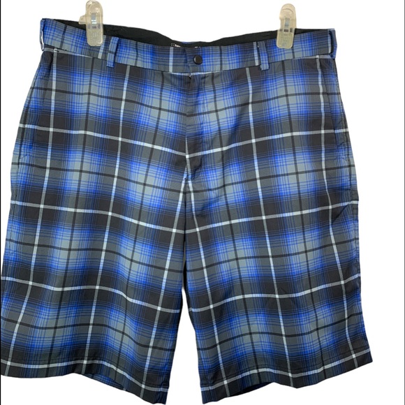 Nike Golf DRI FIT Mens  Elegant Blue Plaid Shorts Size 40 - Picture 1 of 14